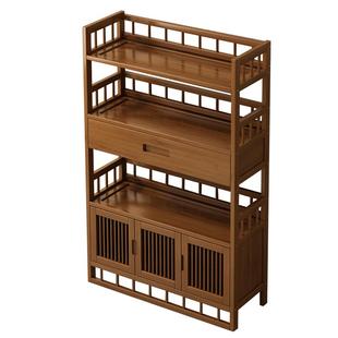 小型博古架实木中式茶柜置物架茶室茶叶收纳架茶具摆放架茶桌边几