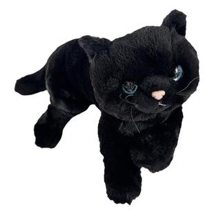赛特嘟嘟小黑猫毛绒玩偶仿真黑色趴趴猫咪公仔柔软布娃娃生日礼物