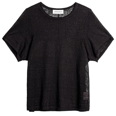 亚麻套头圆领短袖T恤女