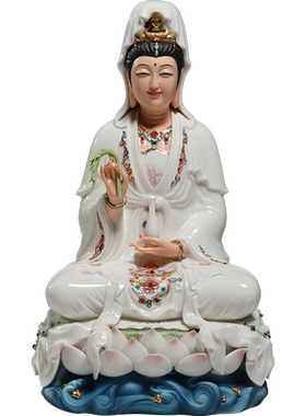 锵锵陶瓷12至18寸福慧观音坐像