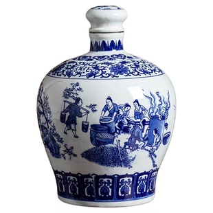 景德镇青花瓷陶瓷空酒瓶1斤2斤3斤5斤10斤存酒专用酒壶酒坛子酒罐