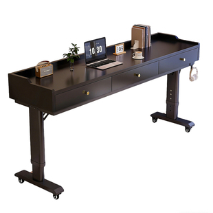 懒人跨床桌可移动可升降床上书桌带抽屉学习桌小户型实木床边桌子