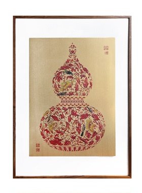 释同加厚铜雕画招财纳福挂画
