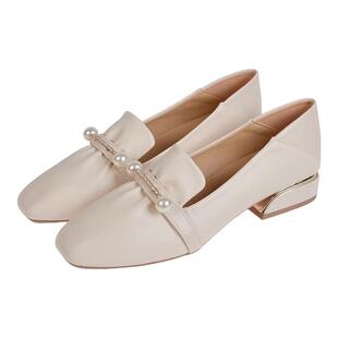 品牌温州皮鞋女真皮软底2024秋新款护士鞋粗跟一脚蹬小香风单鞋女