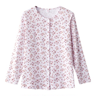 中老年纯棉开衫女睡衣奶奶长袖家居服妈妈春夏季衣服老人薄款上衣
