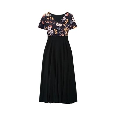 大码女装小香风高级感拼接连衣裙