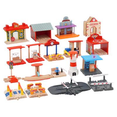 勒酷木制玩具路障停靠站玩具