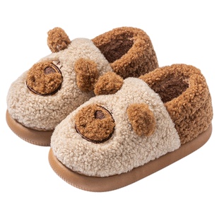 猪爸爸儿童棉拖鞋包跟男童冬家居室内防滑小女孩宝宝保暖毛毛棉鞋