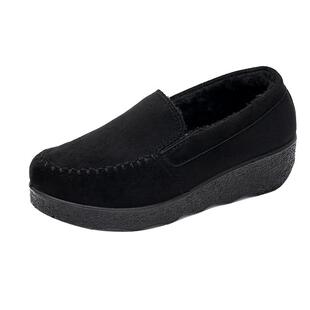 秋冬老北京布鞋女厚底加绒保暖妈妈棉鞋软底防滑工作鞋休闲豆豆鞋