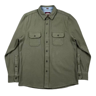 外单 美式咔叽风重磅双口袋微弹厚棉磨毛长袖衬衣 复古宽松外套