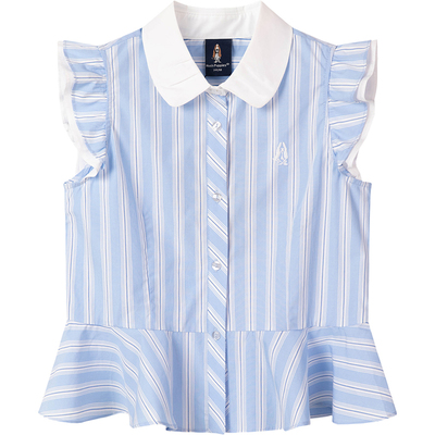 暇步士女童短袖衬衫甜美娃娃领