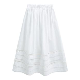 MARC MOORE夏季新款白色裙航海系蕾丝镂空背心半身裙套装女