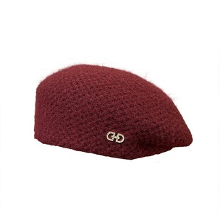 新年红氛围感百搭贝雷帽子女2025新款秋冬季韩版显脸小定型画家帽