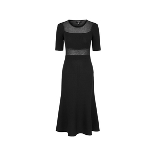 MARYLING玛俪琳春季新品黑色鱼尾针织连衣裙A1EBW04130