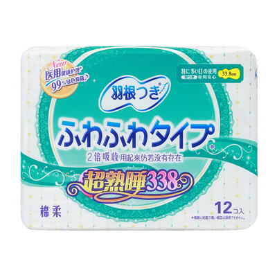 日本羽根卫生巾女夜用338mm12片
