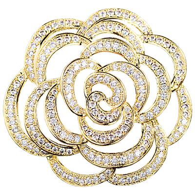 铜镀真金镂空花朵优雅14K金胸针