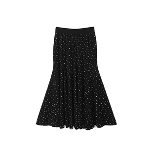 黑色波点大裙摆2026超火鱼尾裙女大码梨形伯克利裙子长款半身裙春