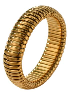 ins风金色弹力宽蛇骨戒指