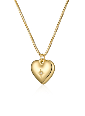 LARAINE YIN小众爱心毛衣链锁骨链立体心形钛钢项链镀18k轻奢颈链