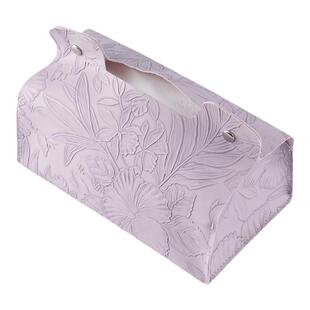 【颜值担当】高级花朵轻奢复古真皮质感纸巾盒家用车载抽纸盒皮革