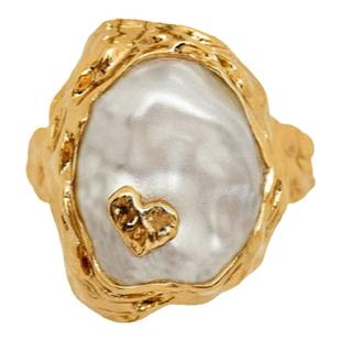 【新年礼物】oups杨之楹同款落日熔金戒指高级珍珠戒指开口戒原创