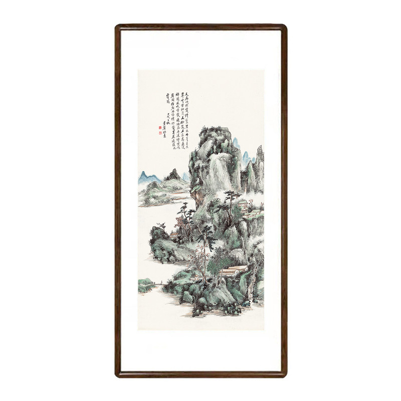 黄宾虹设色山水新中式竖版壁画