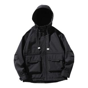 冬季连帽棉服男宽松潮牌ins大码工装夹克秋冬加厚保暖休闲外套潮