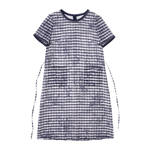 HONRN/红人桑蚕丝真丝棉系带收腰显瘦圆领a字连衣裙女夏HI22OL729