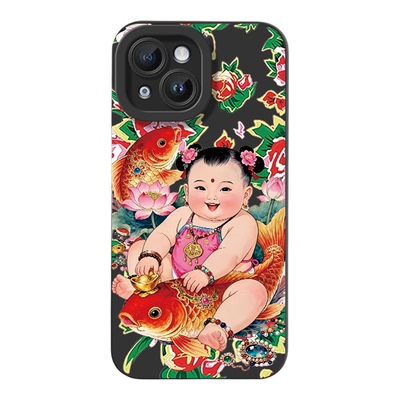 红米K90MAX国潮iphone12适用苹果14软小米17创意16PLUS瞳眼13ProMax手机壳荣耀500喜庆年画福娃VIVOX300ULTRA