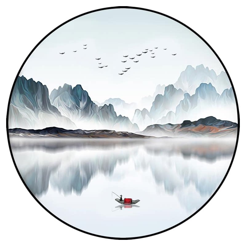 新中式玄关装饰画餐厅圆形装饰画