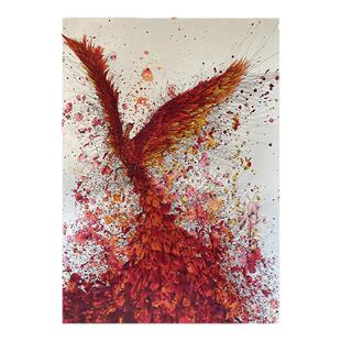 新中式火凤凰客厅装饰画浴火重生好寓意中古玄关走廊过道壁画挂画