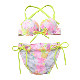 比基尼聚拢性感显胸大三角泳装超暴露三点式分体泳衣女小胸bikini