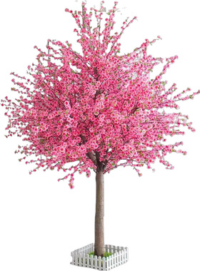 仿真桃花树红桃花大型假花摆设造景新年许愿树室内樱花树装饰绿植
