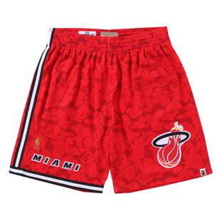 BAPE X M&N联名男女装NBA迈阿密热火队迷彩篮球短裤153904I