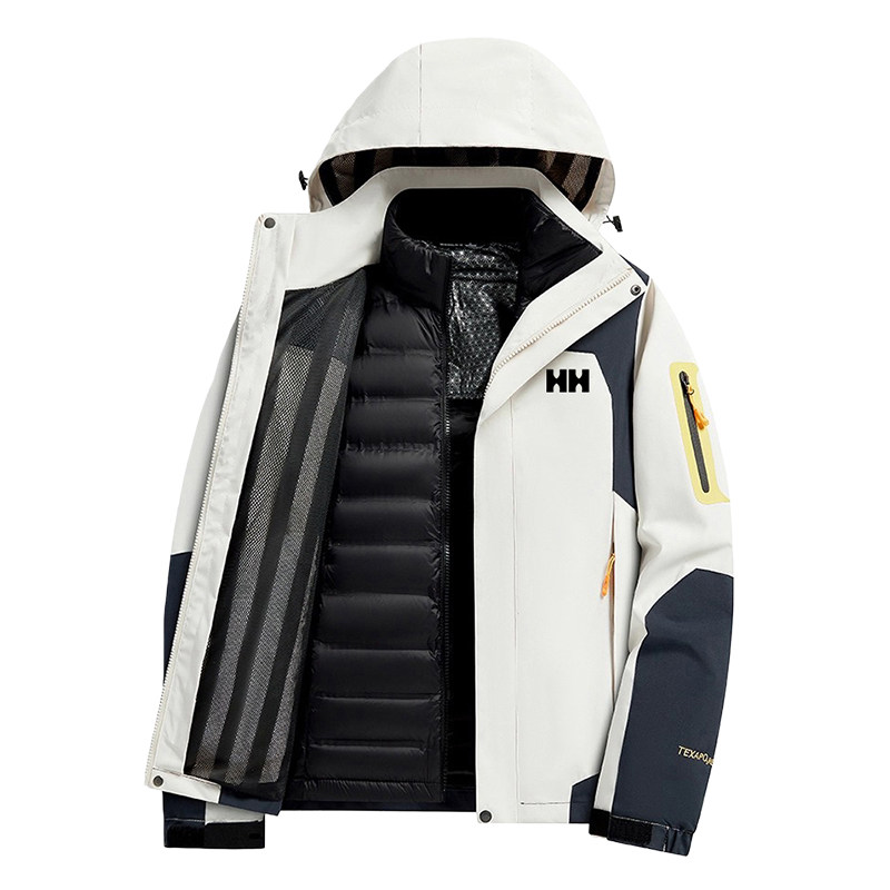 正品HH羽绒冲锋衣外套男女秋冬季三合一可拆卸内胆登山服夹克