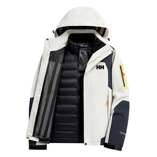 官方正品HH羽绒冲锋衣外套男女秋冬季三合一可拆卸内胆登山服夹克