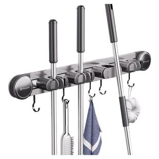 拖把壁挂夹浴室置物架卫生间洗手间厕所免打孔吸盘墙上收纳架神器