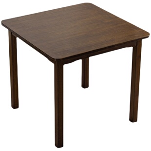 黑胡桃色餐桌实木四方桌家用小户型吃饭桌正方形学习桌楠竹方桌子