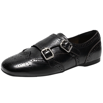 【李兰迪同款】千百度英伦风布洛克乐福鞋女2026新款内增高小皮鞋