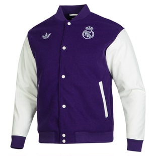 阿迪达斯男子2025蛇年新年款皇马扎染足球休闲棒球夹克外套JF2587
