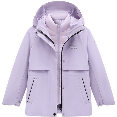 【叠变】波司登儿童羽绒服女童三合一收腰羽绒服户外防风防水外套