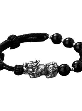 999足银招财貔貅新款转运珠手链男款男士吞金兽手饰手串生日礼物