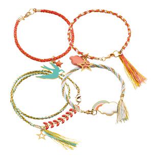 Djeco新品女孩日系风唯美DIY手工编织手链儿童编绳自制玩具