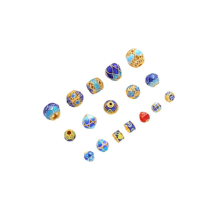 景泰蓝18K包金保色珐琅彩烧蓝莲花镂空花式隔珠diy手工串珠饰配件