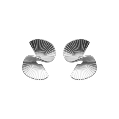 RECYCLE纯银扇形S耳环