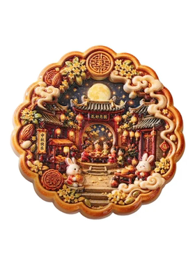 中秋月饼冰箱贴阖家团圆磁