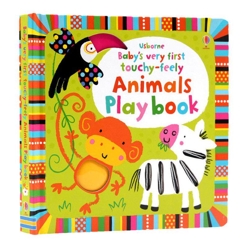 Usborne出品 英文原版 Baby's Very First Touchy-feely Animals Play Book宝宝的动物触摸书 认识小动物绘本洞洞书触摸书