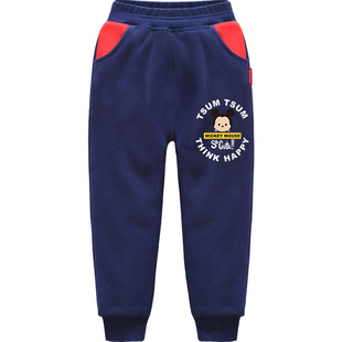 贝田男童加绒裤子一体加厚冬季儿童运动裤秋冬款宽松棉裤小脚卫裤