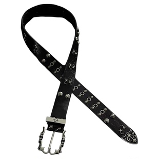 DFDG手作暗黑朋克风进口头层牛皮铆钉朋克亚文化腰链配饰金属皮带