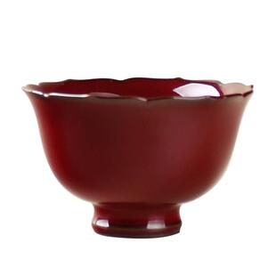 绫兮庄垂仁故宫红小莲花杯高档主人杯高足杯茶杯陶瓷茶具品茗单杯